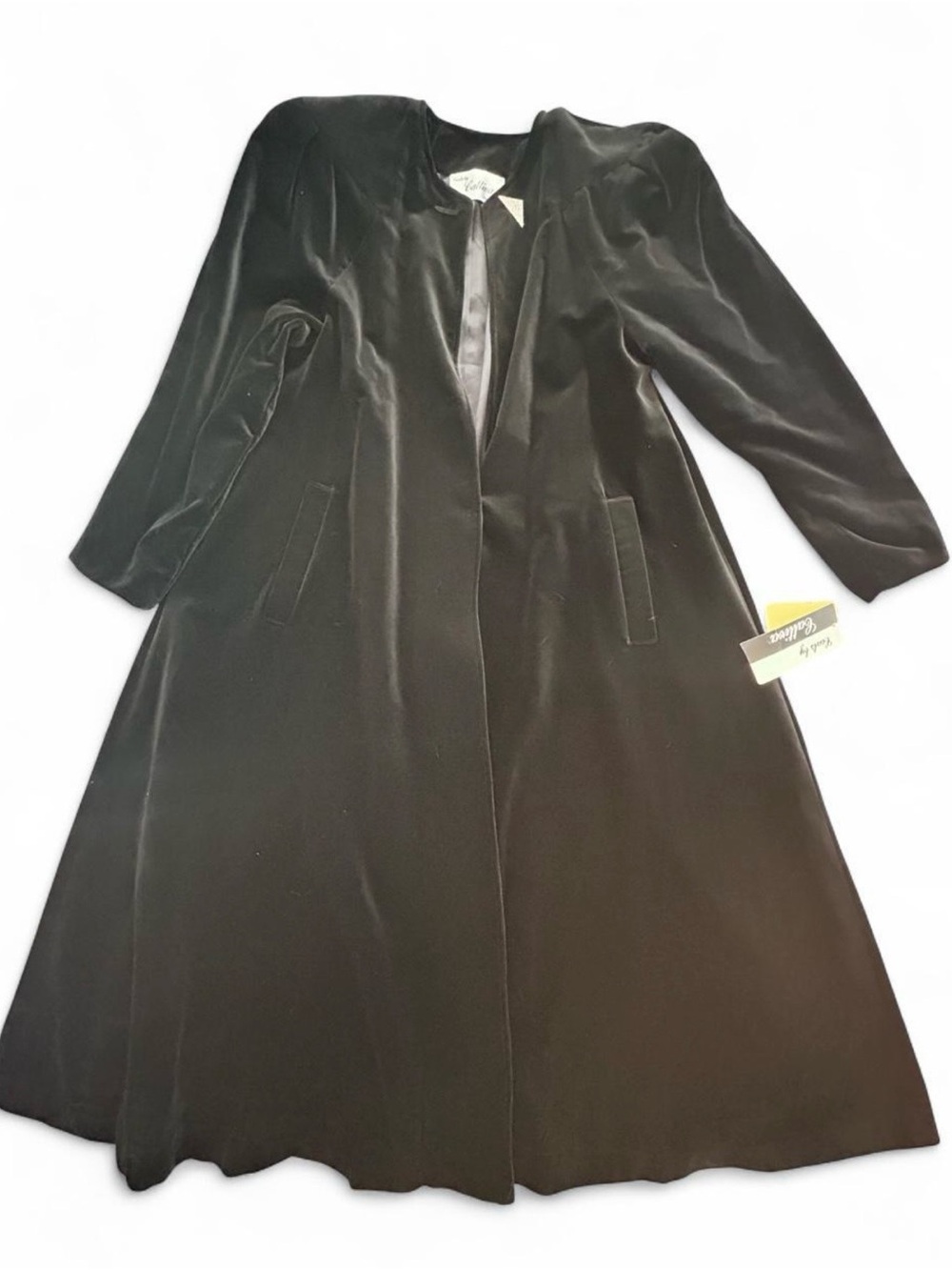Rare Deadstock 1980s Black Velvet Opera Swing Coat Made in USA